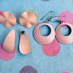 Vintage 80s Pink Earrings Lot Pale Pink Earrings Set of Three 1980s Earrings Lot